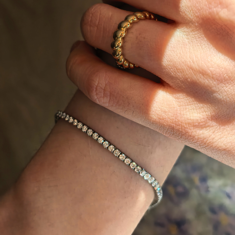 Frida Snow 18K Black Gold Tennis Bracelet with Lab-Grown Diamonds