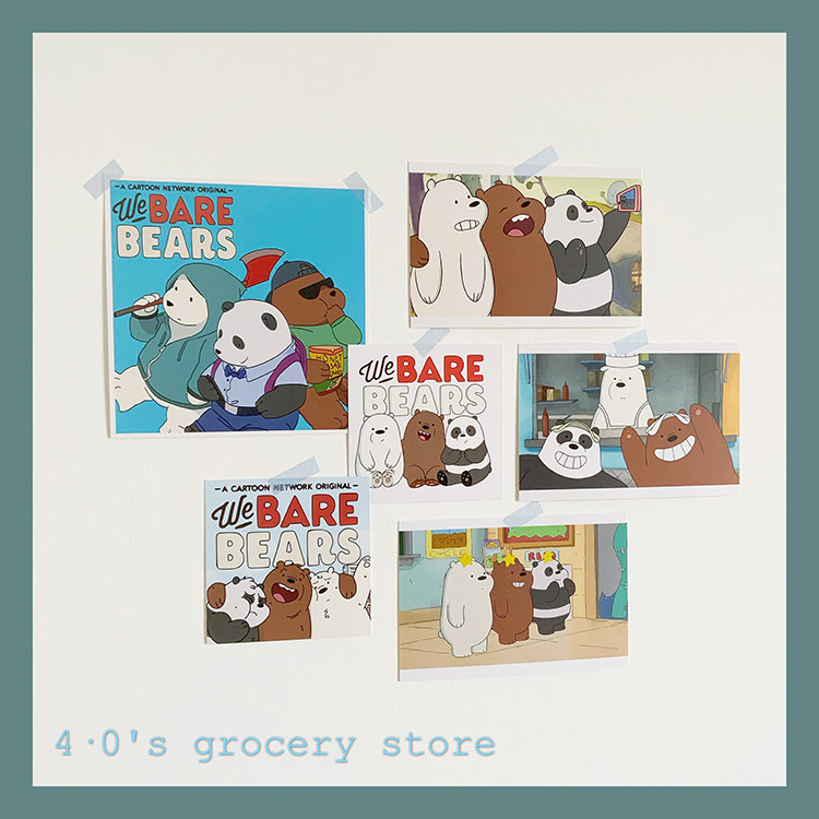 Homemade us Naked Bear Small Poster Cards Ins Han Style Super Cute Teen Room Background Decoration Cards