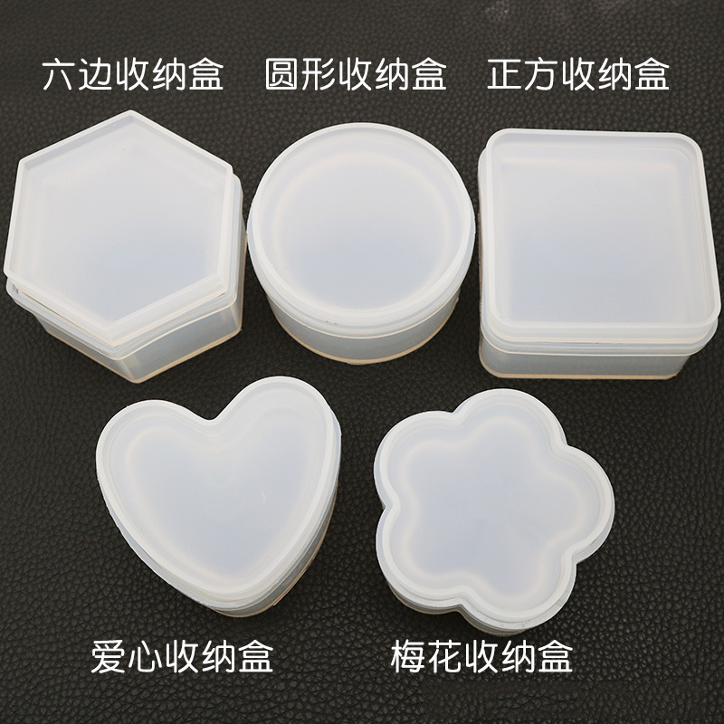 Mirror storage box silicone mold diy crystal glue handmade table plum blossom love square round