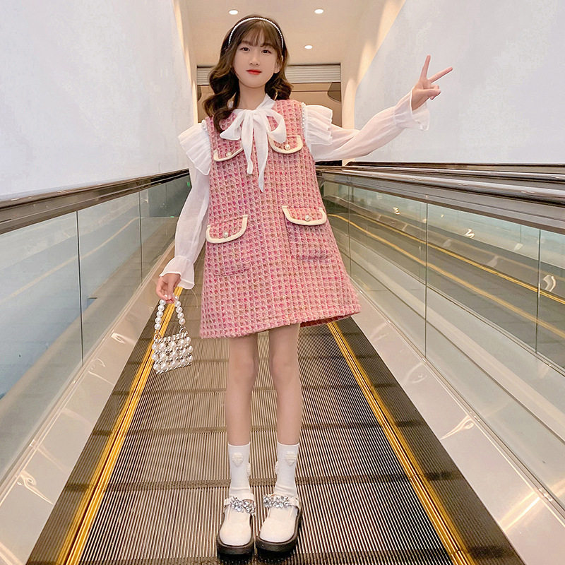 Girls 2022 Internet celebrity fried street autumn new style small fragrant wind shirt dress two-piece western style autumn suit skirt