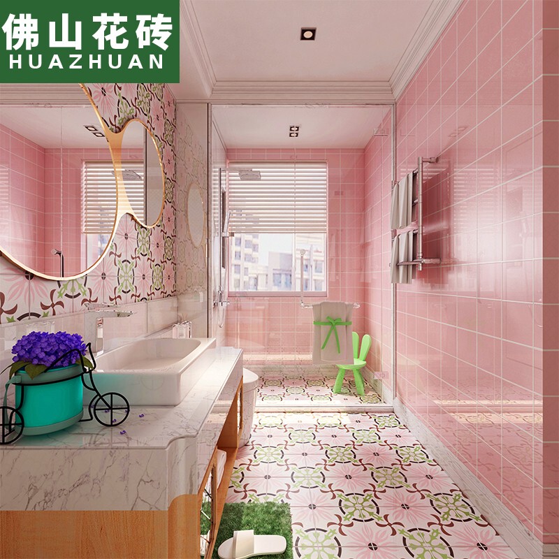 Internet Celebrity ins Girl Pink Small Tiles 300X300 Tiles Bathroom Floor Tiles Hotel Background Wall Kitchen Wall Tiles