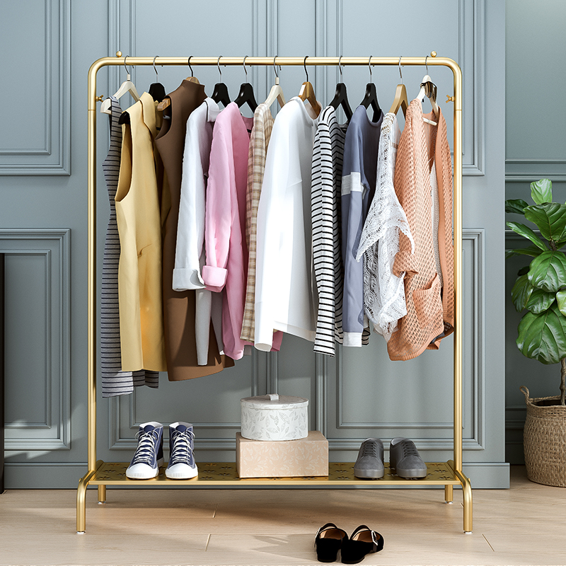 High-end single-pole clothes hanger home clothes hanger floor-style bedroom with clothes hanger balcony iron art hanger cool hanging rack