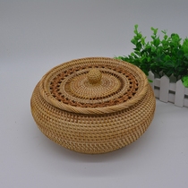 Vietnamese rattan choreography containing basket drawing room desktop containing finishing box new product creative hollowed-out cover candy snacks water fruit basket