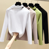 Foreign trade outlet tail single cut special cabinet withdrawn female spring autumn hanging neck hollowed-out long sleeve T-shirt with bottom cardio-machine blouse