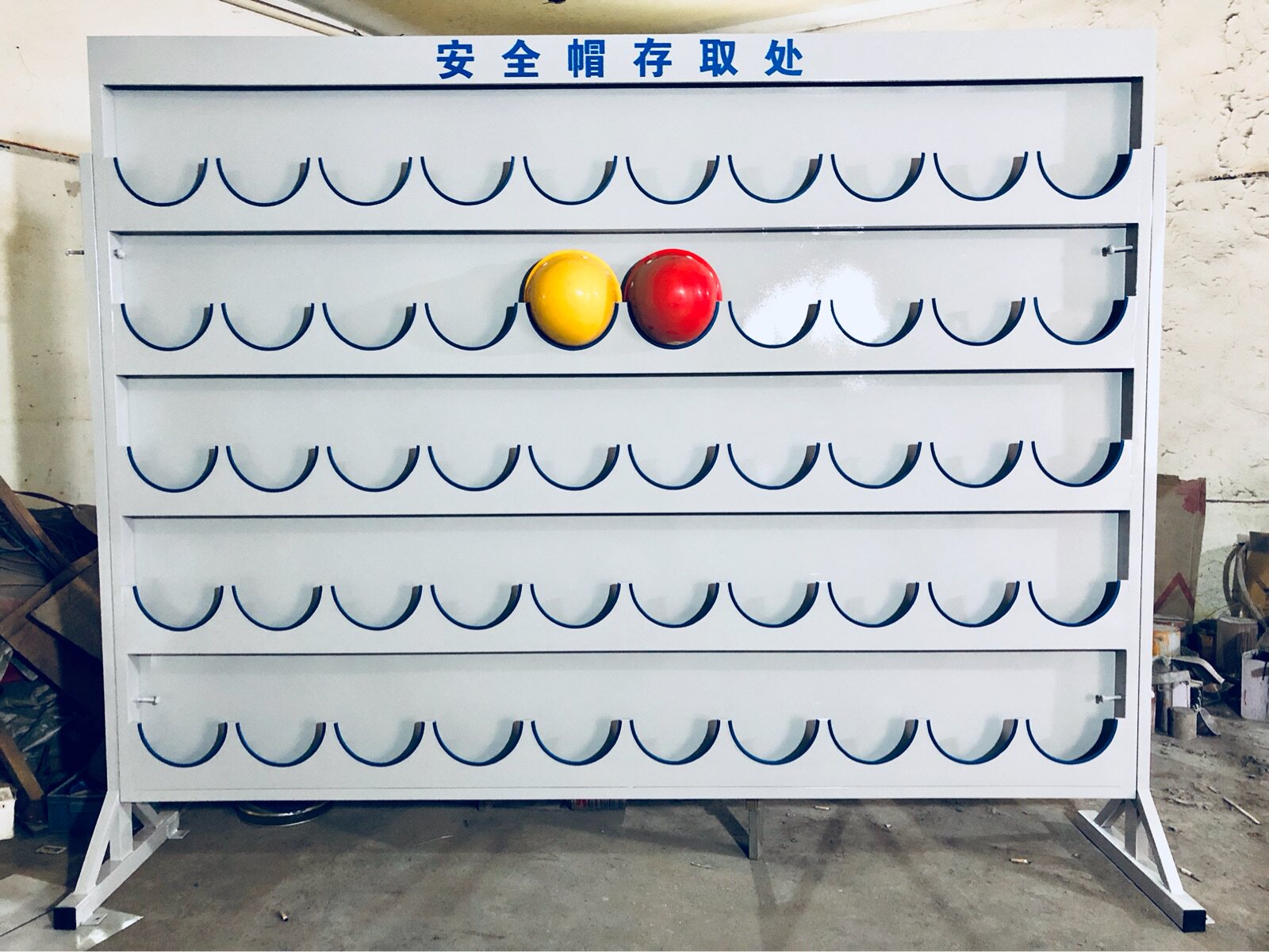 Hard hat rack light gray shelf wall-mounted 40-50 positions with bracket hard hat shelf hard hat rack