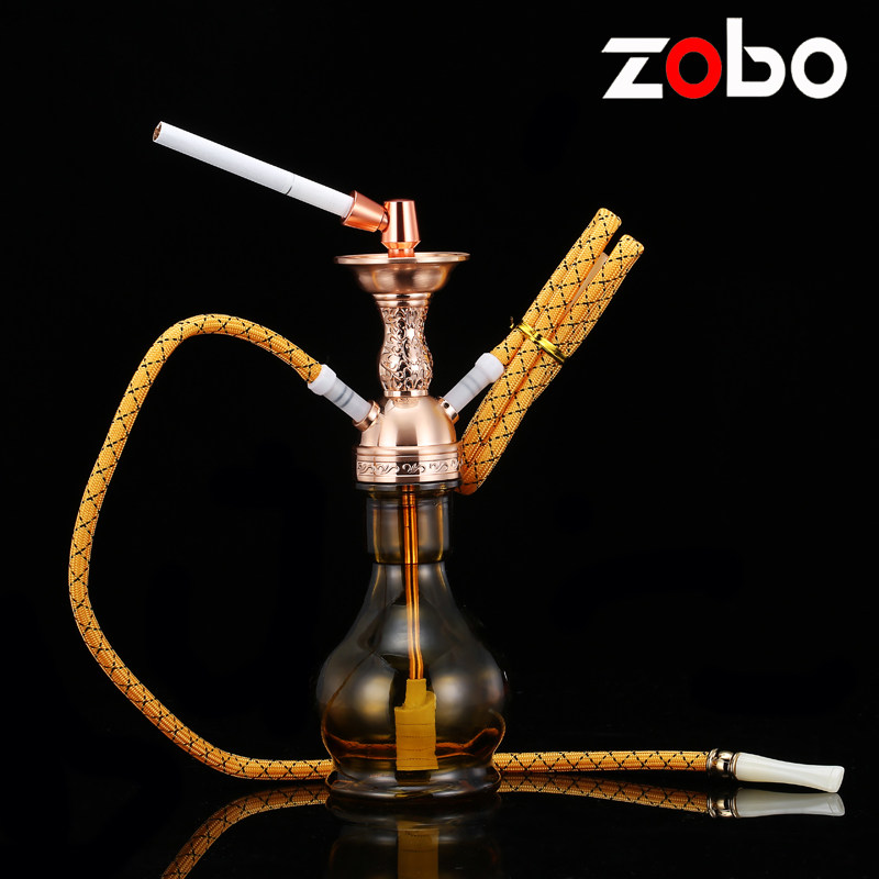 Positive plate Water smoke pot complete cigarette holder filter washable circulating type Arab glass double water smoke bucket water smoke bag