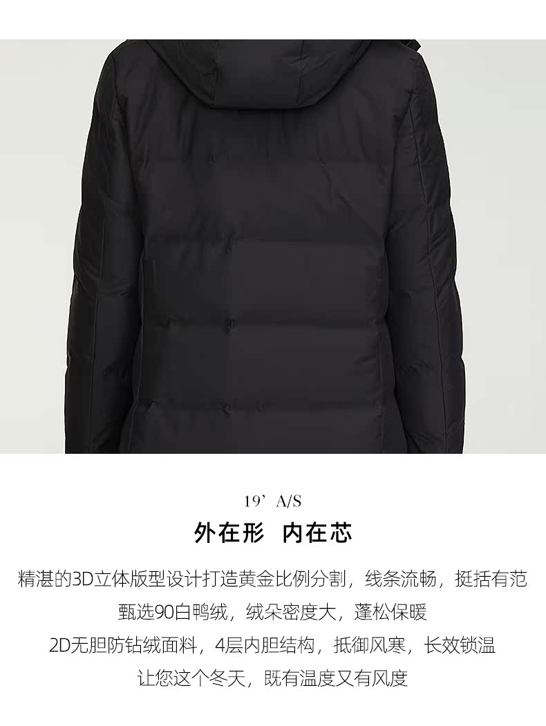 百斯盾 男士加厚中长款 貉子毛领羽绒服 90%白鸭绒 图9