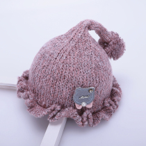 Baby girl hat winter baby wool cap 0-3-6 months 2 Cute princess hat tide Winter girl knitted hat