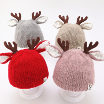 Baby hat autumn and winter 0-1 year old infant knitted hat 3-6-12 months 2 winter male and female baby woolen hat