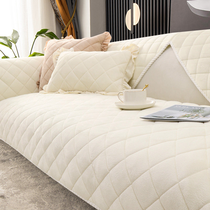 Nordic light lavish sofa cushions steamed buns cushion autumn winter plush anti-slip thickened with leather upscale cover scarves cover cloth