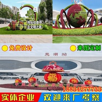 Large simulated green sculpture crafts custom outdoor green sculpture animal green sculpture municipal garden landscape three-dimensional flower bed