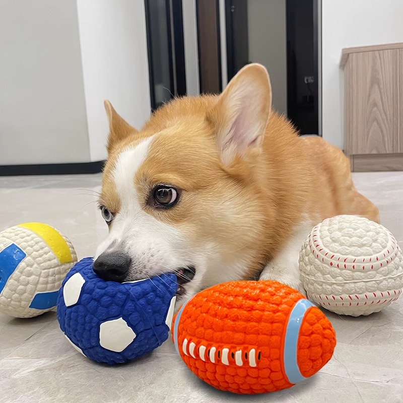 狗狗玩具发声乳胶球：解闷神器，柴犬泰迪柯基幼犬最爱的磨牙好帮手！