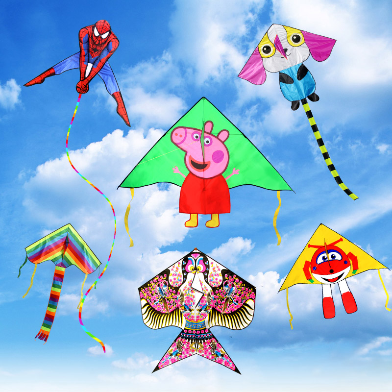 Children Kite Breeze Easy To Fly Small Pig Petch Spiders People Super Fly-Man Cute Cartoon Weifang Sends Kids Gifts