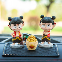 Nezha furniture living room decoration classmate couple friend desktop calf decoration birthday holiday shaking head resin car