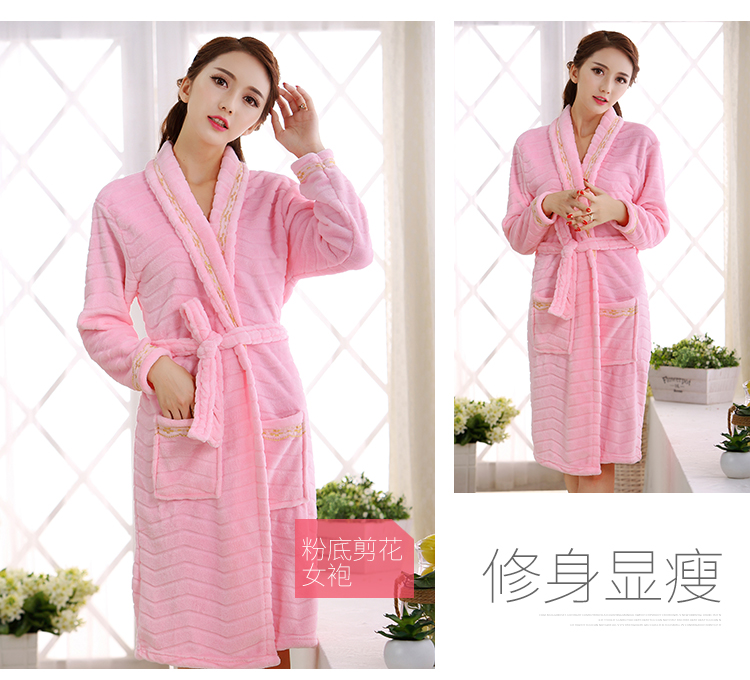 Flannel áo choàng dày áo choàng tắm kích thước lớn vài chiếc áo ngủ dài đồ ngủ nhà dịch vụ san hô nhung áo ngủ gợi cảm áo ngủ nữ