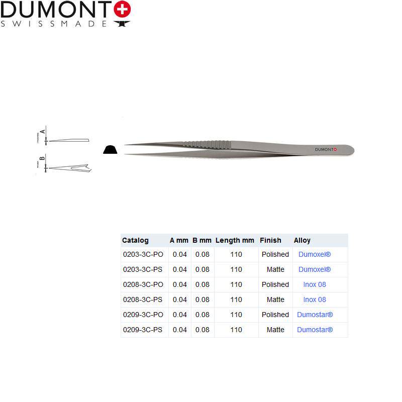 瑞士Dumont镊子0203-3-PO 动物解剖镊子0203-3-PS 高精密进口镊子
