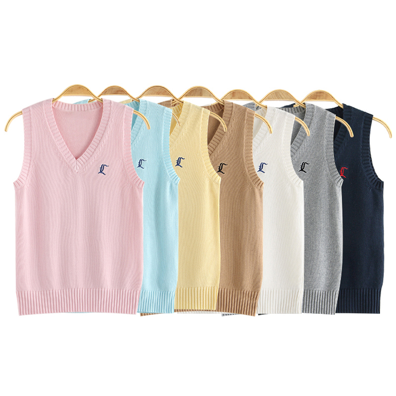 Kawashima's Private Vest, Waterland Medium/Jk Vest, Original Pullover, Japanese Style Preppy Knitted Sweater Vest Cardigan for Women
