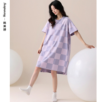 Nightdress women summer cotton 2022 new loose oversized mid-size pajamas can be worn short-sleeved summer skirts