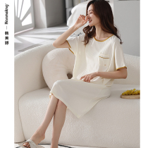 Nightgown Womens Summer Cotton Short Sleeves 2022 New Korean Version White Simple Dress Summer Plus Size Pajamas