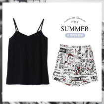 2021 new suspender pajamas women summer thin shorts sleeveless tank top summer little sexy loungewear set