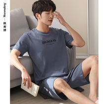 Pajamas Mens Summer Cotton Thin Short Sleeves Shorts Plus Size Loungewear Summer Casual Can Wear Mens Suits