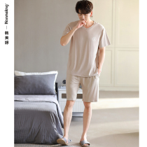 Modale Sleepwear Mens Summer Thin short sleeves shorts Jane Yoo Step up the code Home Costume Summer Ice Silk Men Suit