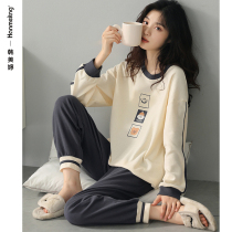 Spring and autumn long sleeve pajamas ladies 2022 new sports can go out loungewear autumn cotton plus size set