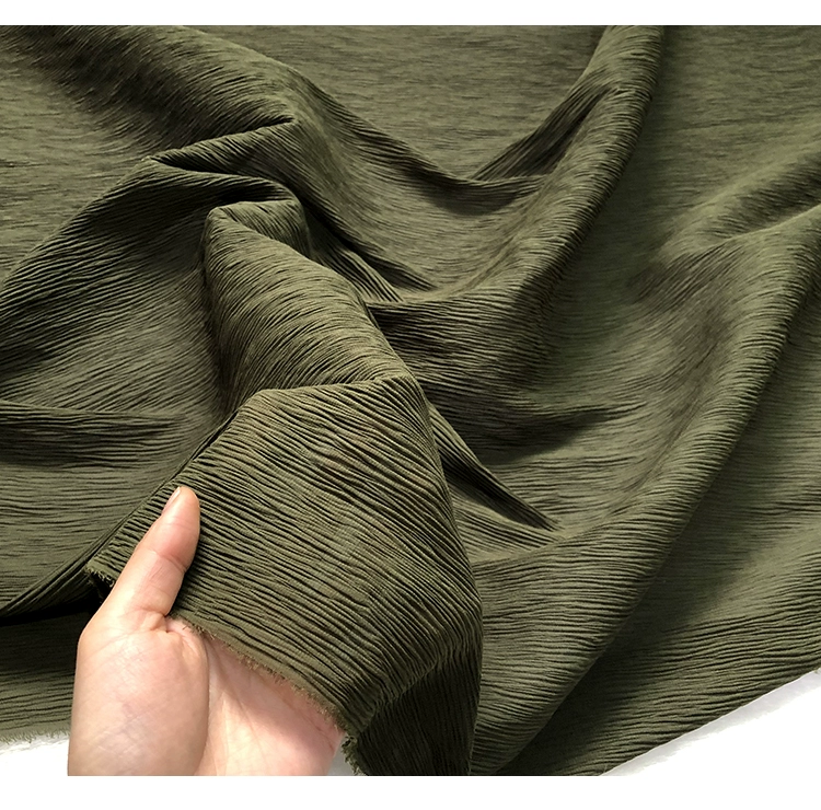 ● nếp gấp dày voan màu xanh lá cây, các mô hình màu đen thiết kế Issey Miyake pleated vải voan căng - Vải vải tự làm vải bố thô