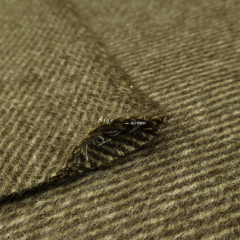 100% Wool Moss Green Twill Smooth Wool Double-Layer Double-Sided Woolen Fabric for Coats and Jackets