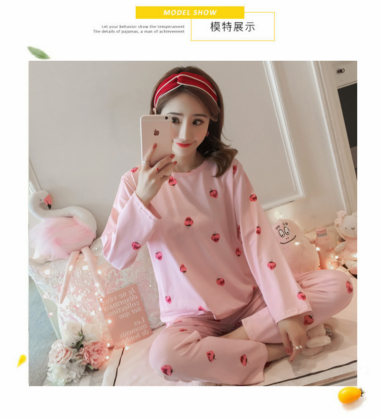 Bộ đồ ngủ nữ mùa xuân và mùa thu cotton cho sinh viên Hàn Quốc tươi mát và đáng yêu dài tay mùa đông mặc nhà mùa hè kiểu đồ bộ đẹp