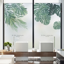 Nordic plant electrostatic frosted semi-permeable glass film Window shading glass sticker Bathroom decorative window grille paper