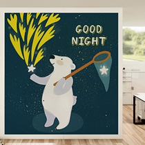 Cartoon electrostatic glass sticker bedroom bathroom bathroom childrens room glass film wardrobe sticker