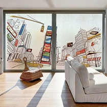 Personality decorative glass stickers cartoon electrostatic glass film doors and windows household glass stickers colored shading Glass stickers