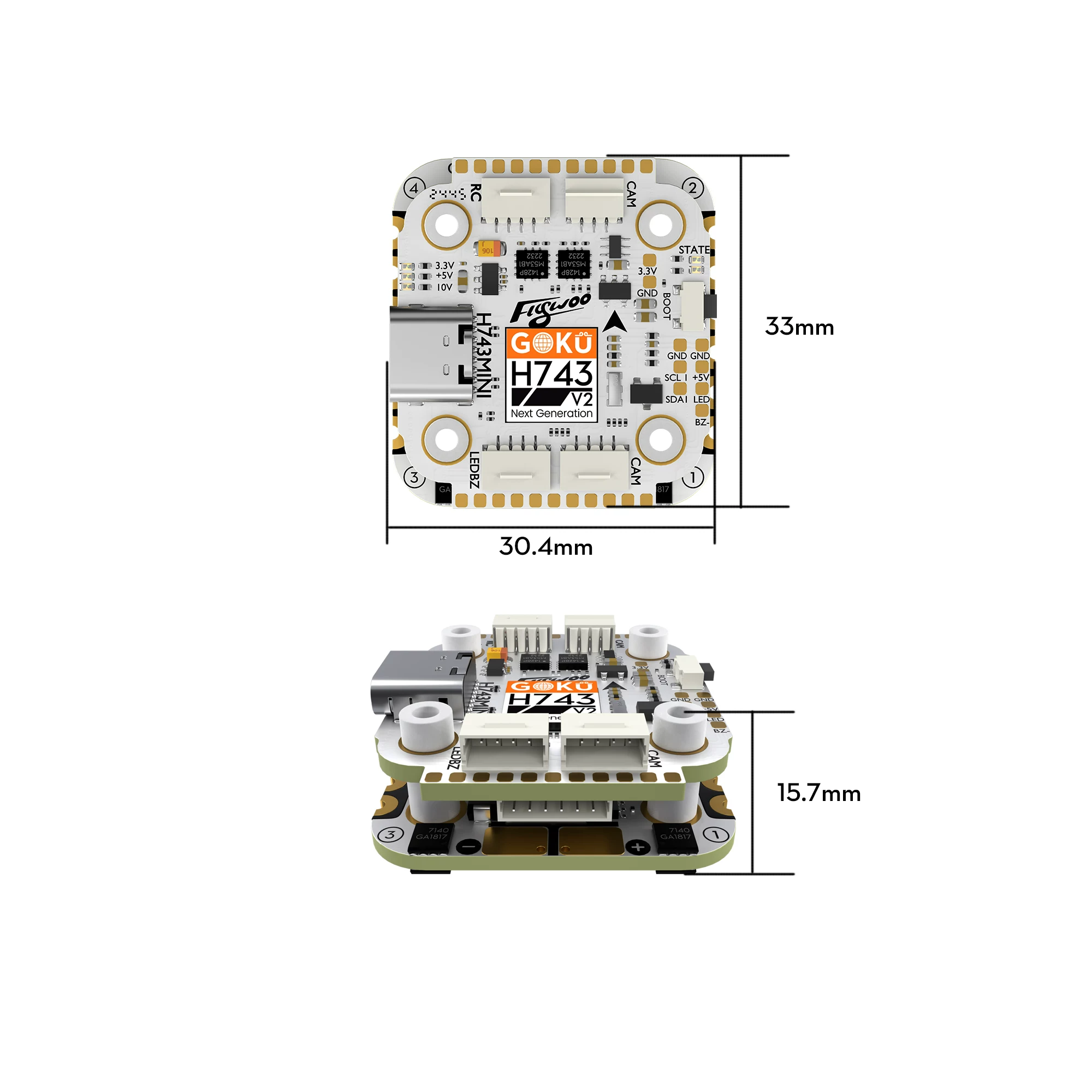 Flywoo GOKU H743 MINI 45A 32Bit flying tower dual gyroscope