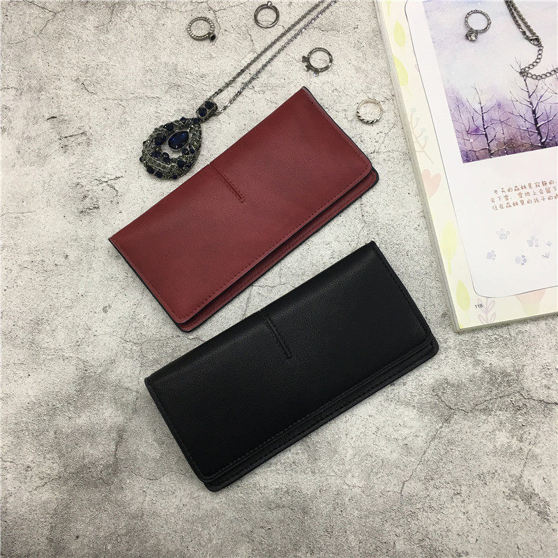 2021 new women's wallet female long European and American simple retro ultra-thin card bag fashion personality wild small wallet