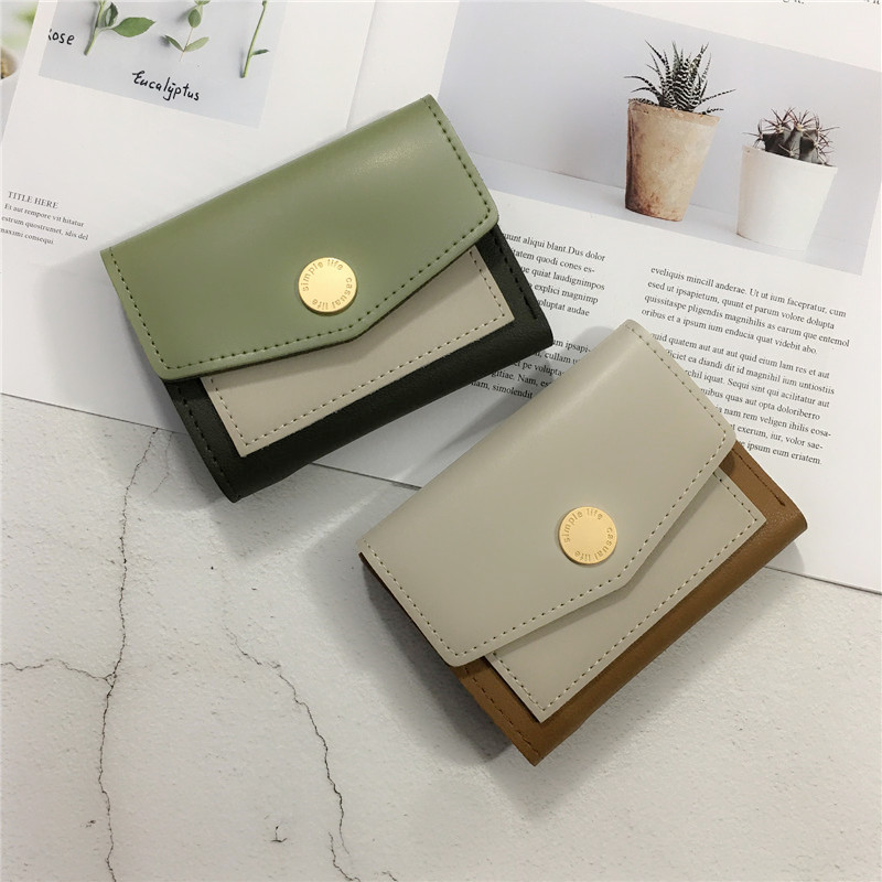 Japan-ROK Collision Color 100 lap little fresh wallet Women short Buckle Fashion 2022 New Ins Chains Mini Zero Wallet
