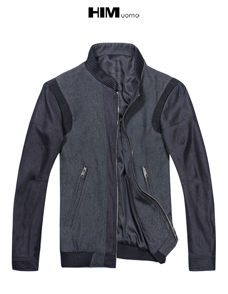 HIM Han Chong mùa thu và mùa đông nam mới giản dị Slim khâu áo khoác bông áo khoác nam áo giả hai mảnh áo jacket