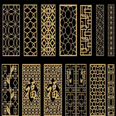 Entry entrance Rose gold Nordic screen Chinese decoration partition wall Simple art flower grid All kinds of carved doors and windows