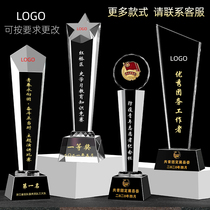 Crystal trophy customized group emblem member unit commemorative event Honorary Commendation advanced workers Award medals