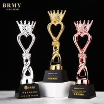 Resin Trophy Custom Crystal Trophy Customized Excellent Employee Thumbs Crown Children Awards Taurus Trophy