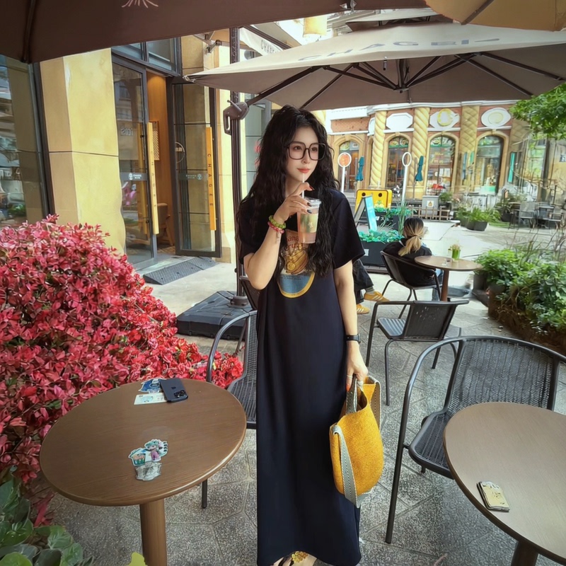 Dapinzijia's New Loose Casual Korean Style Long T-Shirt Dress Dapinzijia's New Loose Casual Korean Style Long T-Shirt Dress