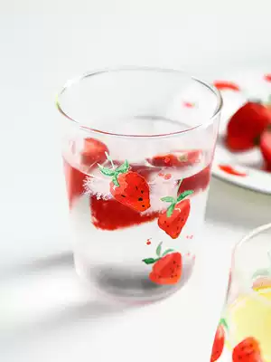 Flower kitchen stunner creative strawberry glass breakfast cup Nordic home heat-resistant juice Milk Cup cold drink cup water Cup