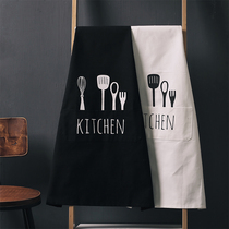 Nordic cotton and linen apron Kitchen home work clothes Bakery half-body Korean fashion mens apron