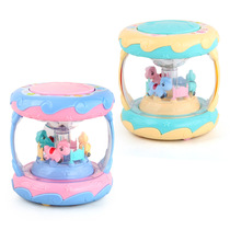 Babys new toy swivel Trojan horse handmade drum dazzling stereo light music early to teach childrens toys