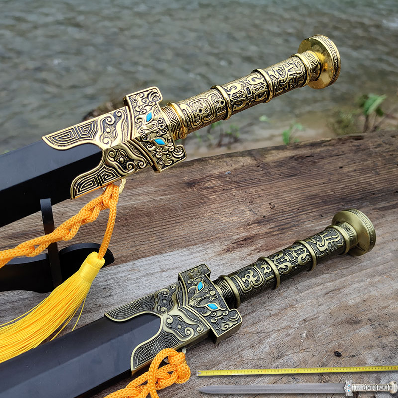 Dragon Springs Purple Clear Knife Sword all metal stainless steel Han sword Qinglong dragon sword collection Gift Craftsmanship Gifts Swing Accessories Unopened Blade