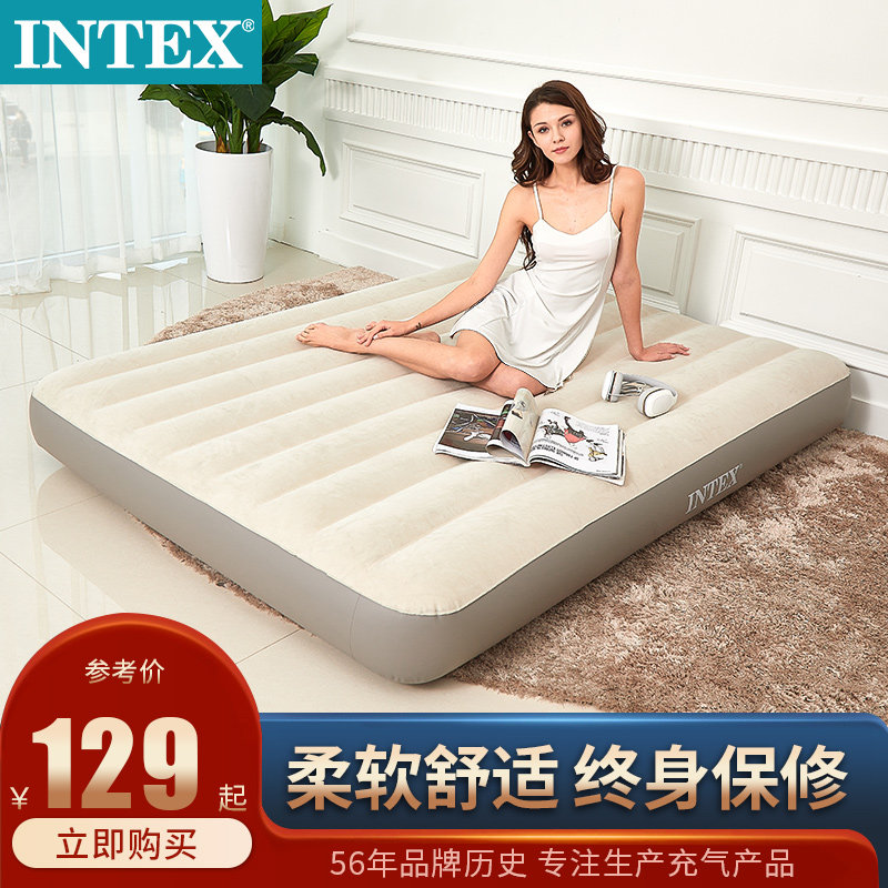 INTEX inflatable bed Home Double inflatable cushion sheet Sheet Folding Bed Portable Thickened Outdoor Camping Air Cushion