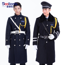 Security guard windbreaker Winter clothing lengthened thickened wool coat male long welcome image Gang cotton clothing