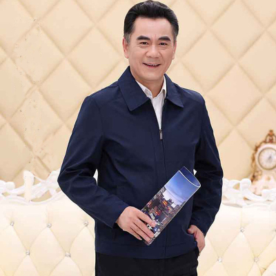 2021休闲男士外套中老年男装休闲夹克中年爸爸装春秋薄款翻领上衣
