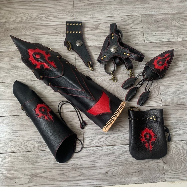 Set of quiver quiver quiver bow and arrow archery Warcraft tribe arm guard finger anti-curve beauty hunting traditional handmade cowhide