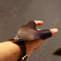 Two finger ring head layer pure cowhide traditional archery two finger gloves Thick soft real cowhide archery hand guard finger guard